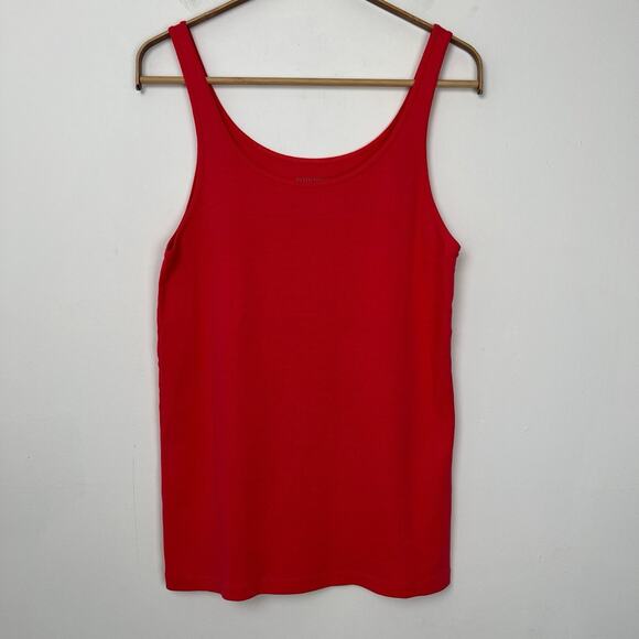 Eileen Fisher Shirt Women's Large Radish Red Tank Organic Cotton Minimal Ribbed - Picture 1 of 7